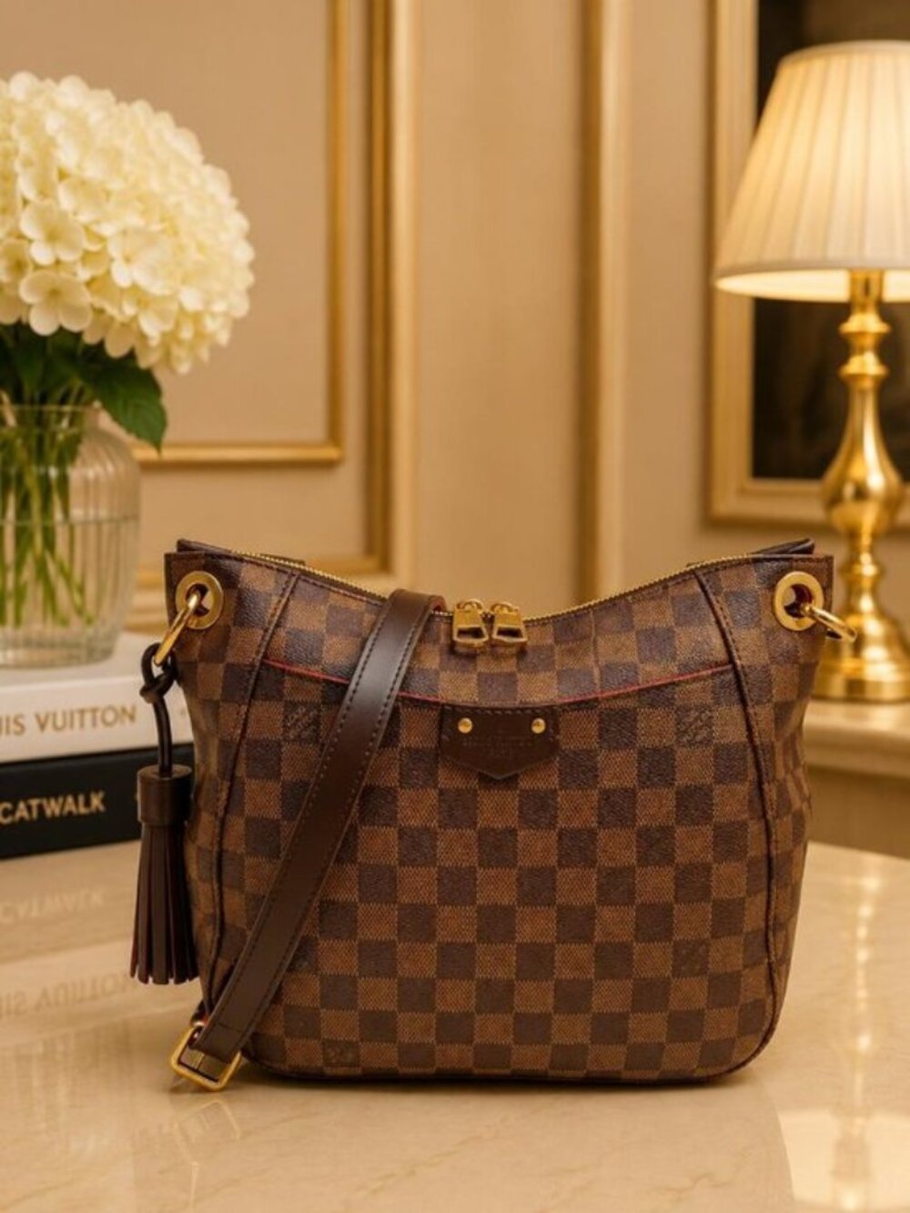 Authentic Louis Vuitton South Bank Besace Damier Ebene Crossbody Bag